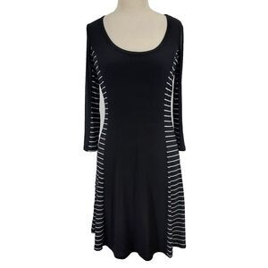 Calvin Klein Dress Flowy Stretch Black White Womens Size 10 Scoop Neck Career